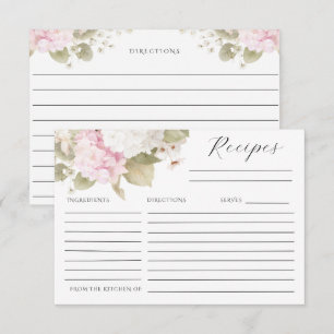 Tarjeta De Confirmación De Asistencia Hydrangeas Blancas Rosadas Tarjeta de Receta Elega