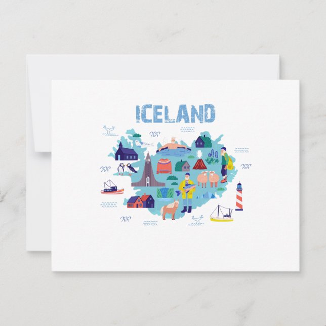 Tarjeta De Confirmación De Asistencia Iceland map (Anverso)