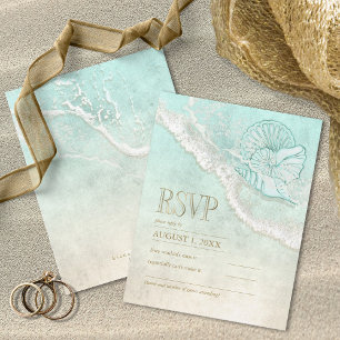 Tarjeta De Confirmación De Asistencia ID837 de la boda Sea Foam Beach