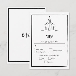 Tarjeta De Confirmación De Asistencia Iglesia Dibujada a Mano Tradicional Caprichosa Bod