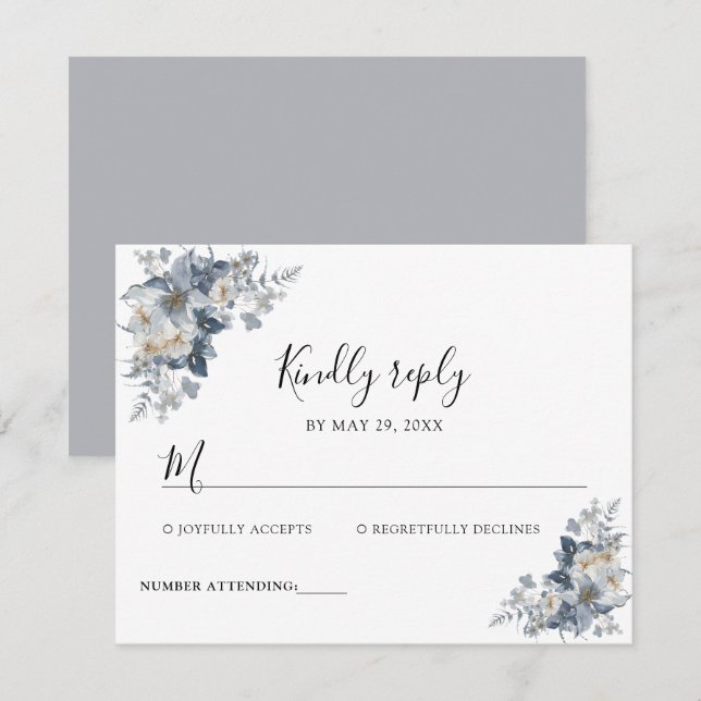Tarjeta De Confirmación De Asistencia ilustración acuarela rústica de un floral  (Anverso / Reverso)