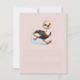Tarjeta De Confirmación De Asistencia Ilustración de Aventura Feliz de Avestruz Adorable