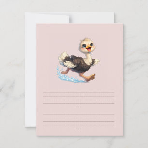 Tarjeta De Confirmación De Asistencia Ilustración de Aventura Feliz de Avestruz Adorable