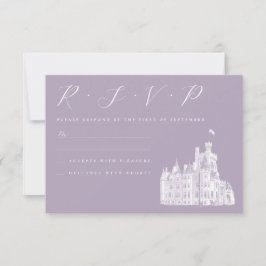 Tarjeta De Confirmación De Asistencia Ilustración de Castillo Antiguo Boda Lavanda