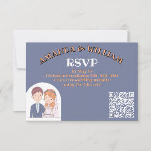Tarjeta De Confirmación De Asistencia Ilustración simple de esposos tipo dibujos animado
