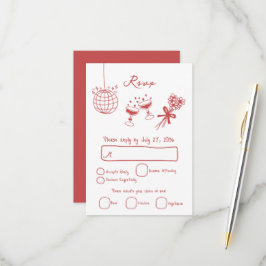 Tarjeta De Confirmación De Asistencia Ilustraciones dibujados a mano Doodles Boda marrón