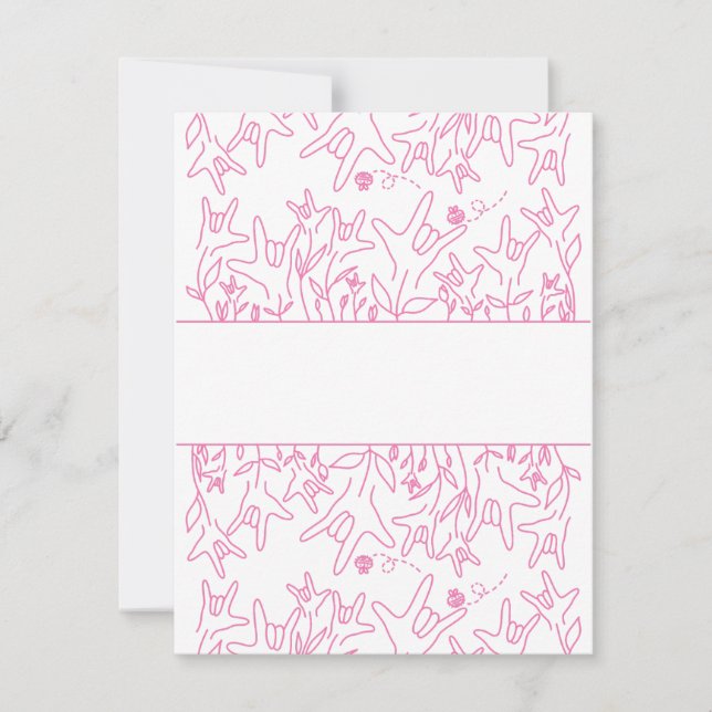 Tarjeta De Confirmación De Asistencia ILY Bloom - Diseño ASL de nombre personalizado (Anverso)