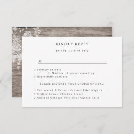 Tarjeta De Confirmación De Asistencia Impresión de flores románticas en boda de madera r