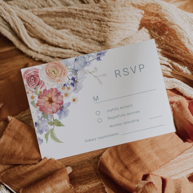 Tarjeta De Confirmación De Asistencia Impresionante Boda de acuarela floral botánica (Subido por el creador)