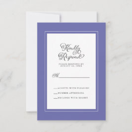 Tarjeta De Confirmación De Asistencia Inclusión elegante de boda azul y blanco