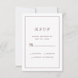 Tarjeta De Confirmación De Asistencia Incluyente clásico de boda de elegante guión burgu