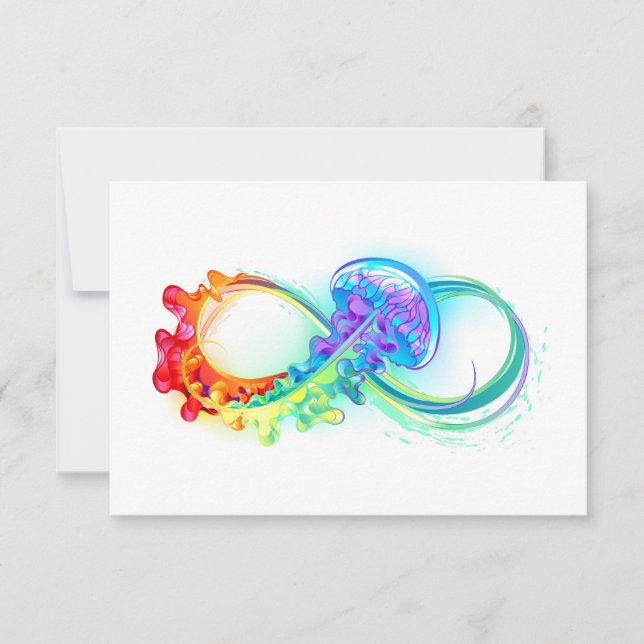 Tarjeta De Confirmación De Asistencia Infinidad con las medusas del arcoiris (Anverso)