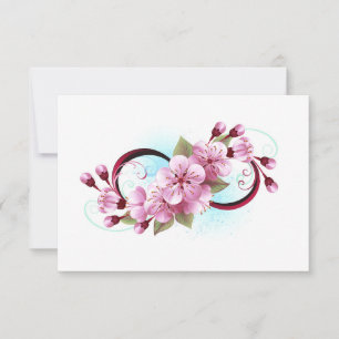 Tarjeta De Confirmación De Asistencia Infinito con las flores de flores de Sakura Blosso