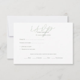 Tarjeta De Confirmación De Asistencia Iniciales de código QR verde moderno Sage Boda RSV