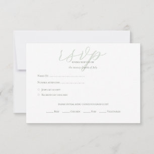 Tarjeta De Confirmación De Asistencia Iniciales de código QR verde moderno Sage Boda RSV