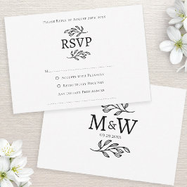 Tarjeta De Confirmación De Asistencia Iniciales monogramas simples de pareja boda Minima