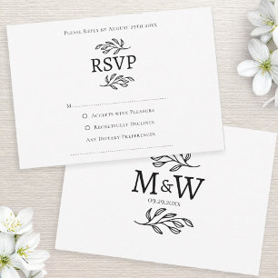 Tarjeta De Confirmación De Asistencia Iniciales monogramas simples de pareja boda Minima