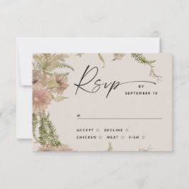 Tarjeta De Confirmación De Asistencia Inserción de Boda floral y fern. Warm Ivory Botani