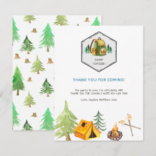 Tarjeta De Confirmación De Asistencia Insígnia de Camping & Iconos   Gracias por Cumplea