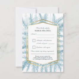 Tarjeta De Confirmación De Asistencia Invernal foliage color agua gris azul