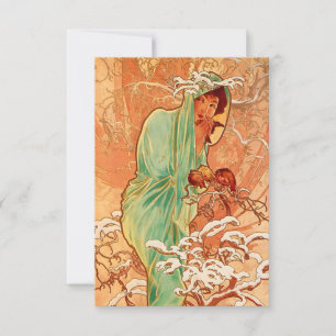 Tarjeta De Confirmación De Asistencia Invierno Art Nouveau de Alphonse Mucha