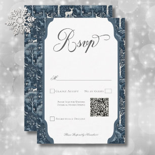Tarjeta De Confirmación De Asistencia Invierno vintage William Morris Elegant Wedding QR