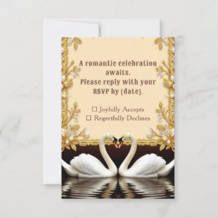 Tarjeta De Confirmación De Asistencia Invitado de boda Pearl Swan 