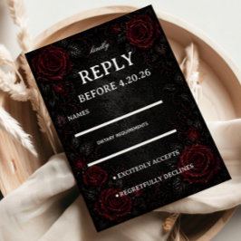 Tarjeta De Confirmación De Asistencia Invitado de Rosas Rojo Oscuro