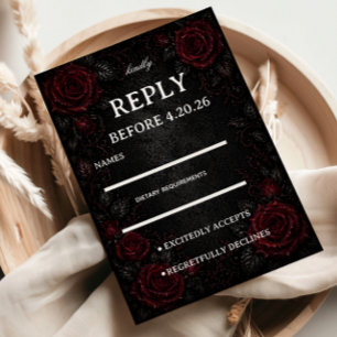 Tarjeta De Confirmación De Asistencia Invitado de Rosas Rojo Oscuro