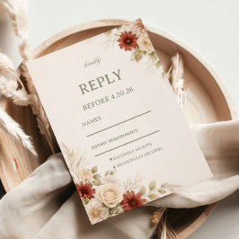 Tarjeta De Confirmación De Asistencia Invitado floral neutral elegante