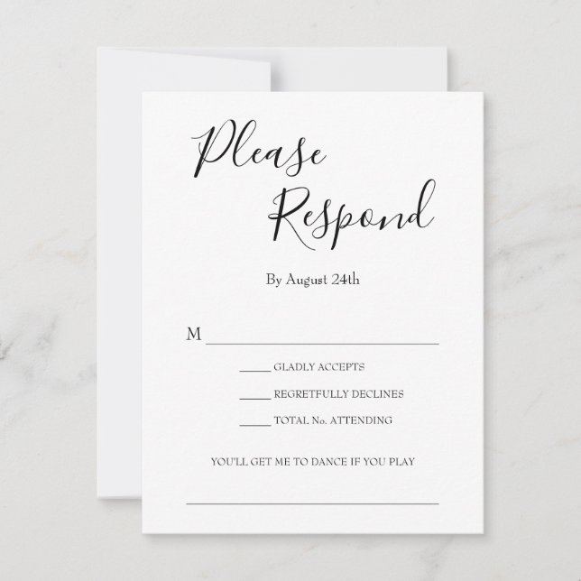 Tarjeta De Confirmación De Asistencia Isabella Sencilla Solicitud de Canción de Caligraf (Anverso)