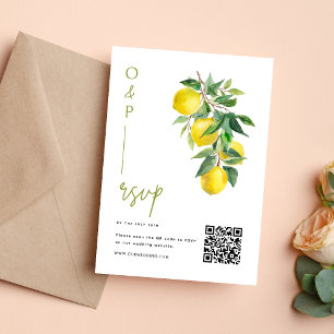 Tarjeta De Confirmación De Asistencia Italia Mediterránea Limón Vibrante Boda Código QR