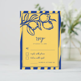 Tarjeta De Confirmación De Asistencia Italian Hand Drawn Lemon Handwritten Blue Wedding