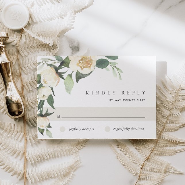 Tarjeta De Confirmación De Asistencia Ivory Bloom | Boda floral acuarela (Subido por el creador)