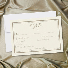 Tarjeta De Confirmación De Asistencia Ivory Cream Minimalist Frame Wedding