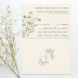Tarjeta De Confirmación De Asistencia Ivory Delicate Wildflower Moderno Boda del Boho