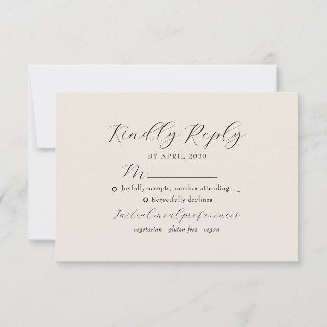 Tarjeta De Confirmación De Asistencia Ivory Floral Monogram Wedding (Anverso)