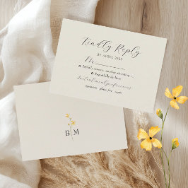 Tarjeta De Confirmación De Asistencia Ivory Floral Monogram Wedding