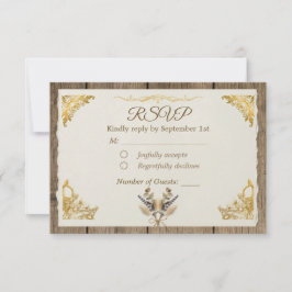 Tarjeta De Confirmación De Asistencia Ivory Gold Boho Floral Rústico Elegante Script