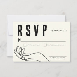 Tarjeta De Confirmación De Asistencia Ivory Hand Drawn Illustration Minimalist Wedding 