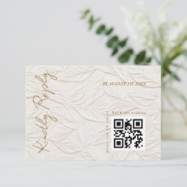 Tarjeta De Confirmación De Asistencia Ivory Leaves Elegant Wedding QR code 