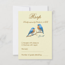 Tarjeta De Confirmación De Asistencia Ivory Pastel Lovebirds Romantic Bluebirds Boda