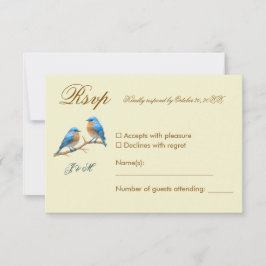 Tarjeta De Confirmación De Asistencia Ivory Pastel Lovebirds Romantic Bluebirds Boda