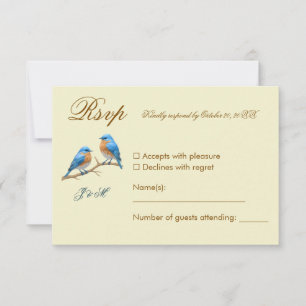 Tarjeta De Confirmación De Asistencia Ivory Pastel Lovebirds Romantic Bluebirds Boda