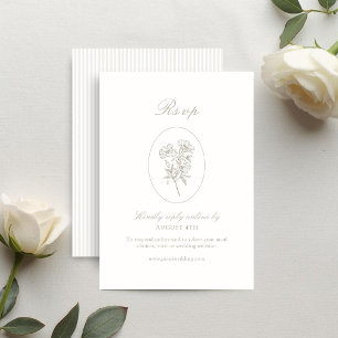 Tarjeta De Confirmación De Asistencia Ivory & Sand Bodas Florales a Rayas