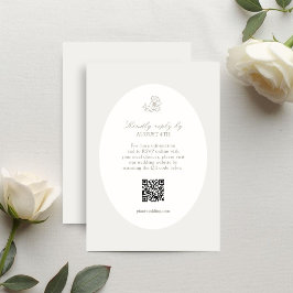 Tarjeta De Confirmación De Asistencia Ivory & Sand | Floral QR Oval Response Card