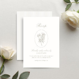 Tarjeta De Confirmación De Asistencia Ivory & Sand | Stripes Floral Wedding 