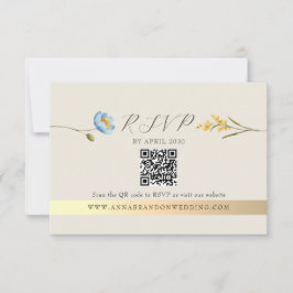 Tarjeta De Confirmación De Asistencia Ivory Wildflower QR Code Wedding