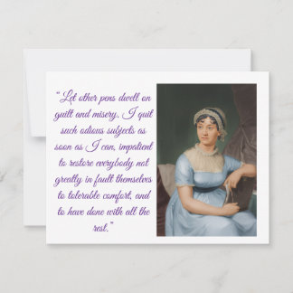Tarjeta De Confirmación De Asistencia Jane Austen portrait plus quote (purpleFolded Card
