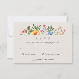 Tarjeta De Confirmación De Asistencia Jardín Botánico de Flores Silvestres Boda
